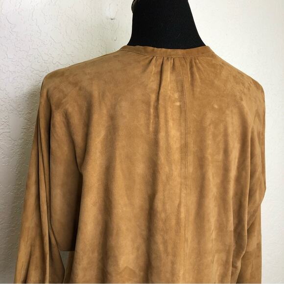 Maje caramel tan brown goat suede hook front popover top size 2 or US 6 - Picture 15 of 16